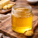 Hausgemachtes Ghee im Glasgefäß