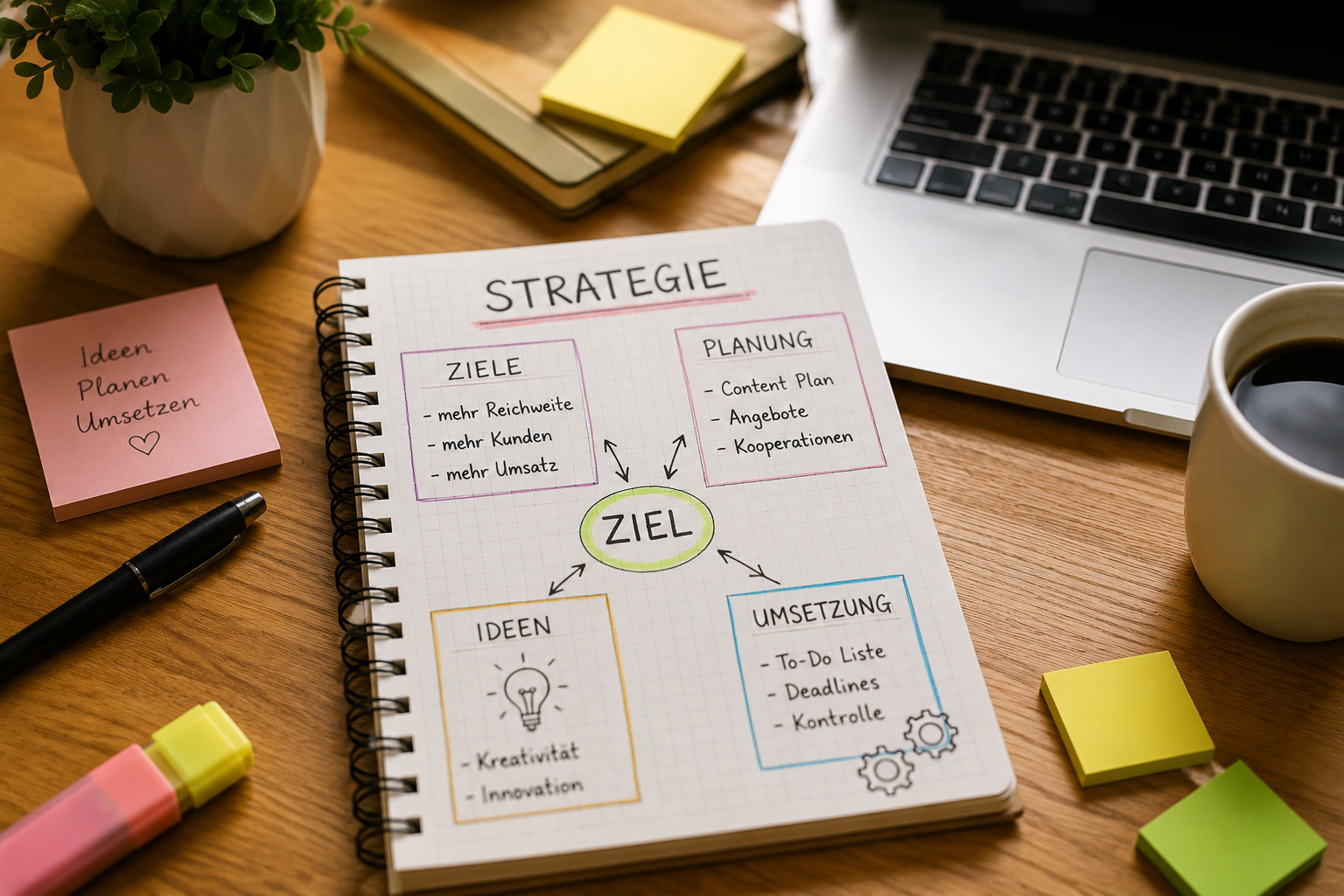 Strategie für einen Pinterest-Nebenverdienst am Schreibtisch planen
