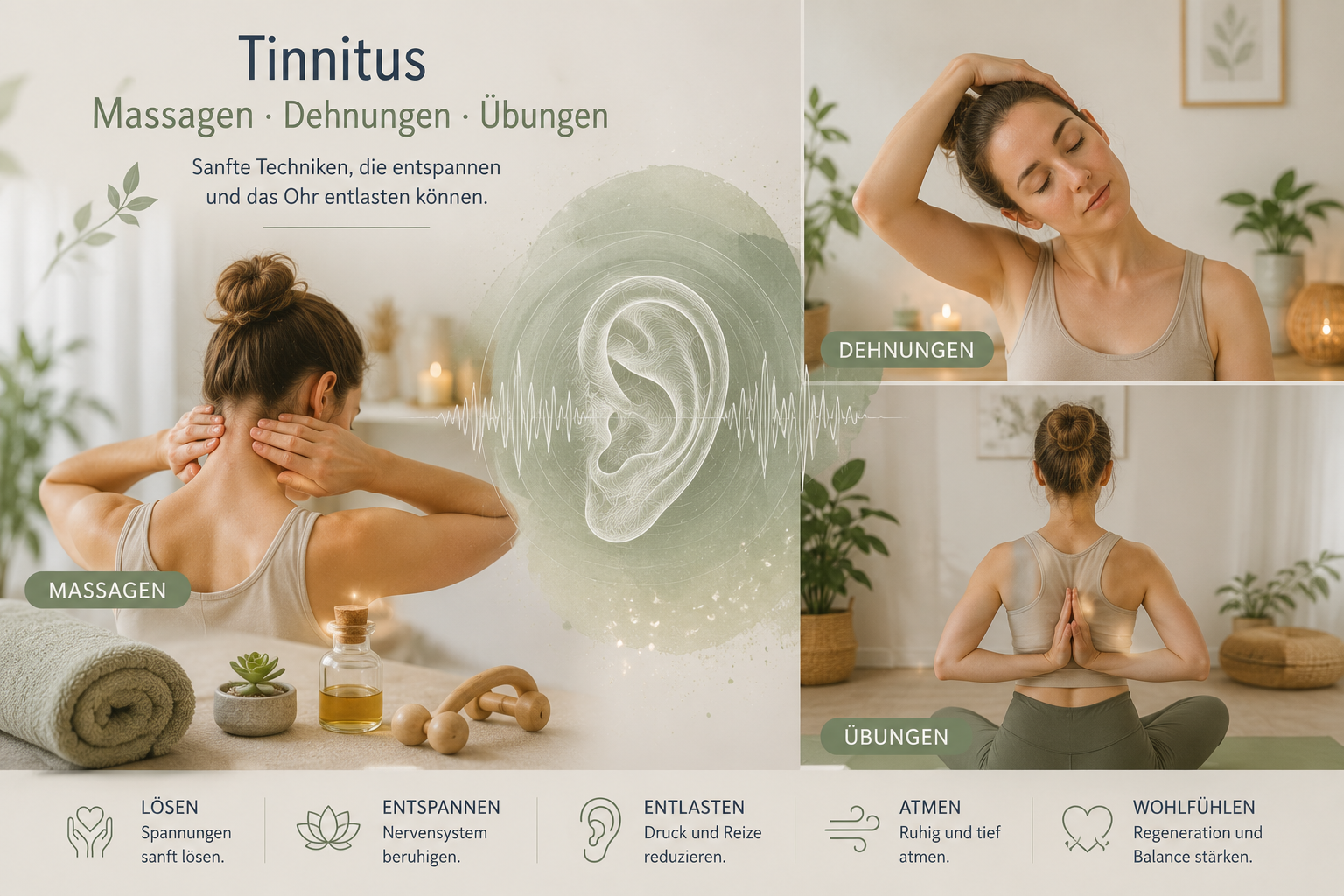 Tinnitus: Massage, Dehnen und Übungen bei Kiefer- und Nackenverspannungen