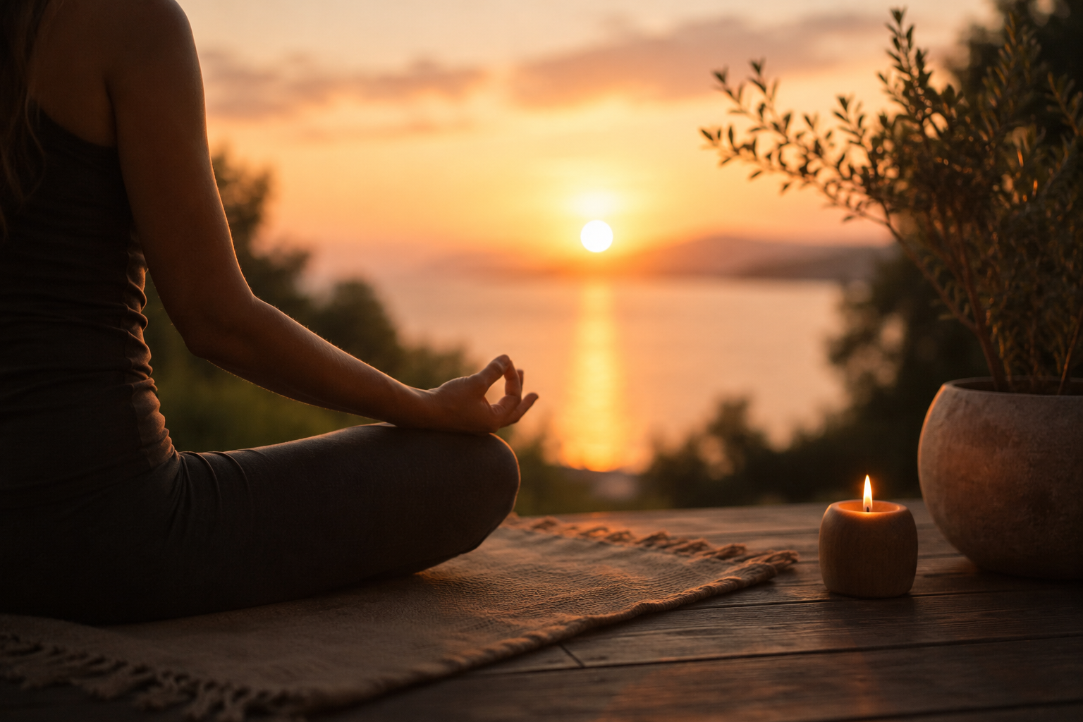 Stressabbau Tipps, Meditation am Abend, Pinterest Hochformat