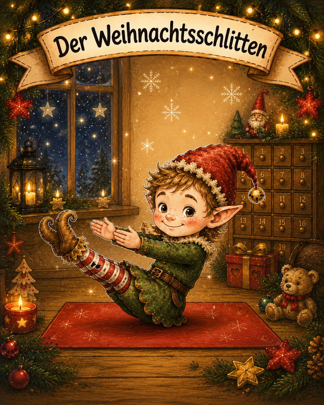 Entspannter Wichtel bei der abschließenden Ruheübung im Advent
