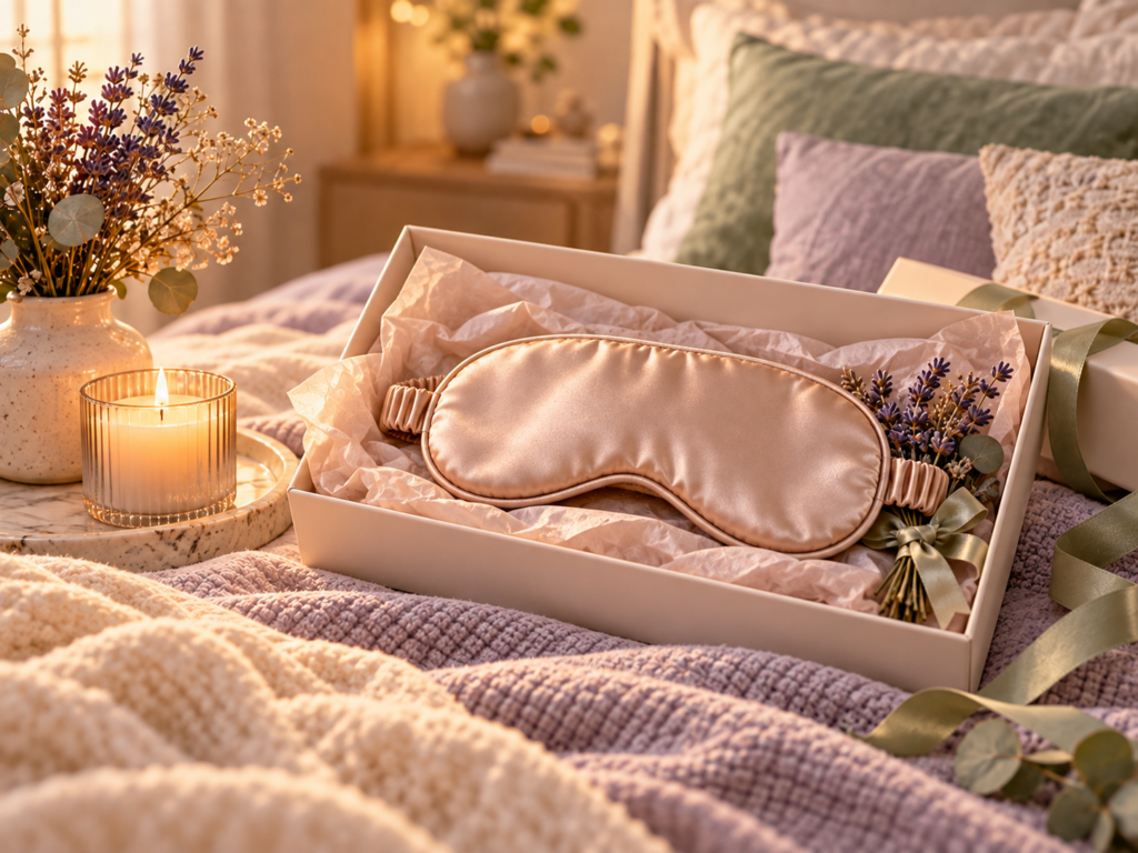 Schlaf-Wellness-Geschenk mit Tee und Schlafaccessoires