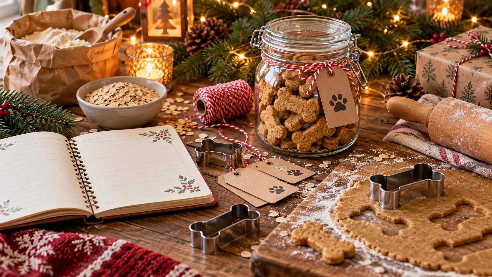 Liebevoll verpackte Weihnachtsgeschenke für Hundebesitzer